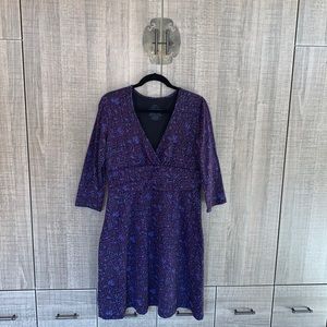 Patagonia Margot 3/4 Sleeve Organic Cotton Purple Paisley‎ Dress